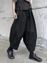 Luxury Designer Avant Garde Black Cotton Tapered Cropped Trousers Casual Streetwear